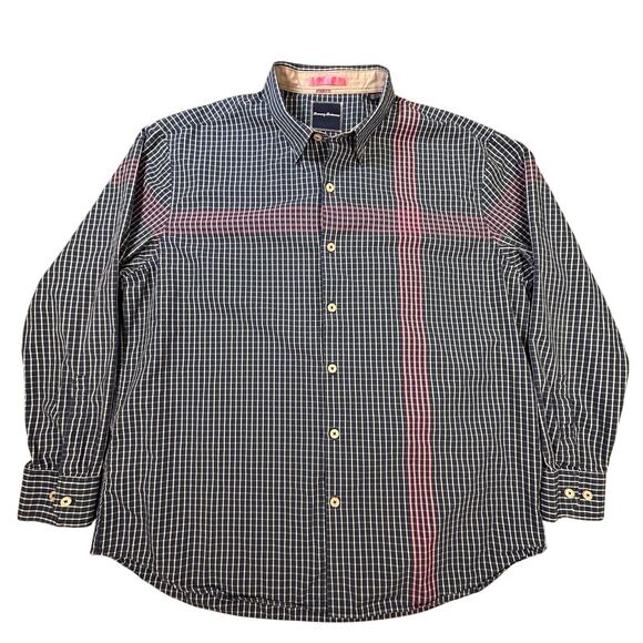 Tommy Bahama 100% Cotton Check Long Sleeve Button-Down Shirt Blue Men's Size XL - Picture 2 of 12